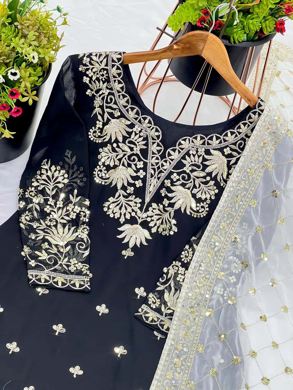 Heavy Faux Georgette Kurta Sharara with Dupatta Set
