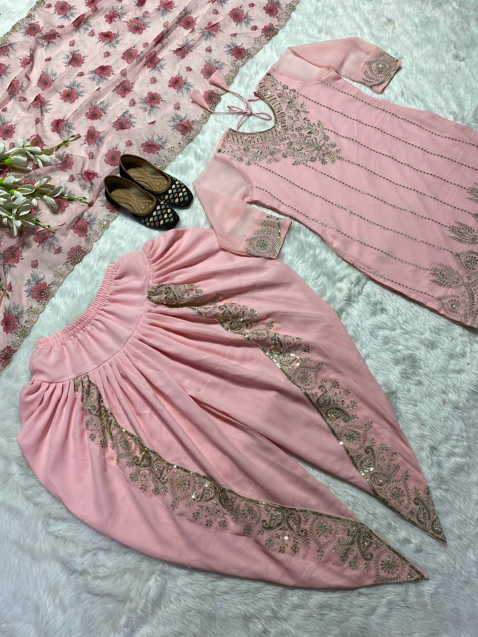 Embroidered Punjabi Dhoti Set