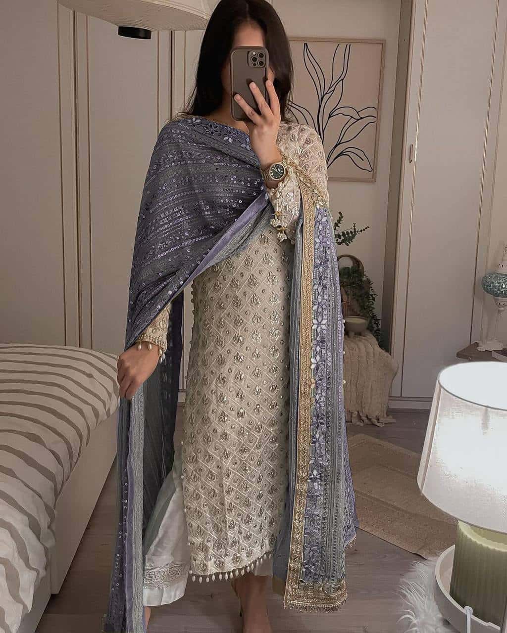 Ivory Pearls Embriodery Partywear Set