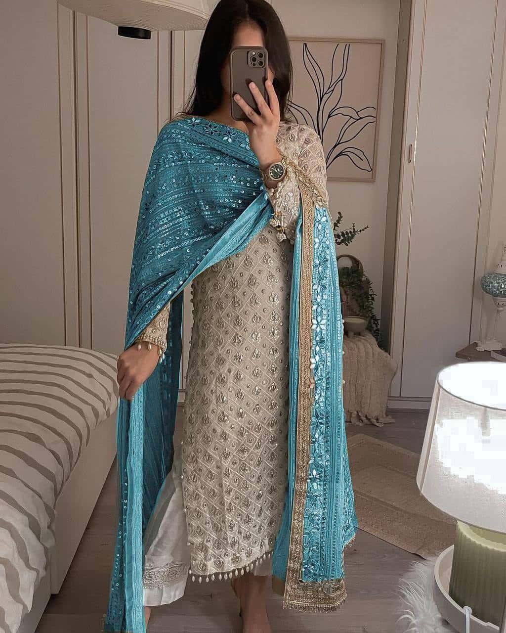 Ivory Pearls Embriodery Partywear Set