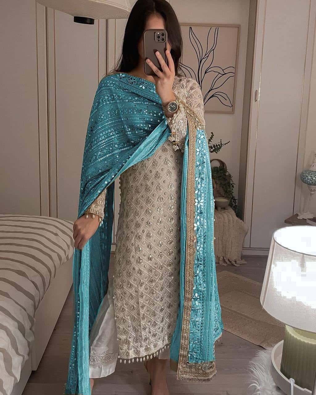 Ivory Pearls Embriodery Partywear Set