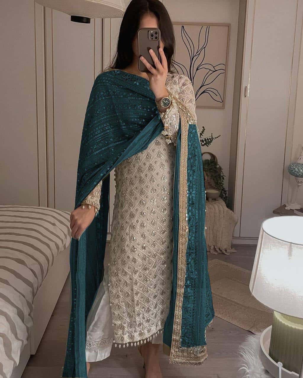 Ivory Pearls Embriodery Partywear Set