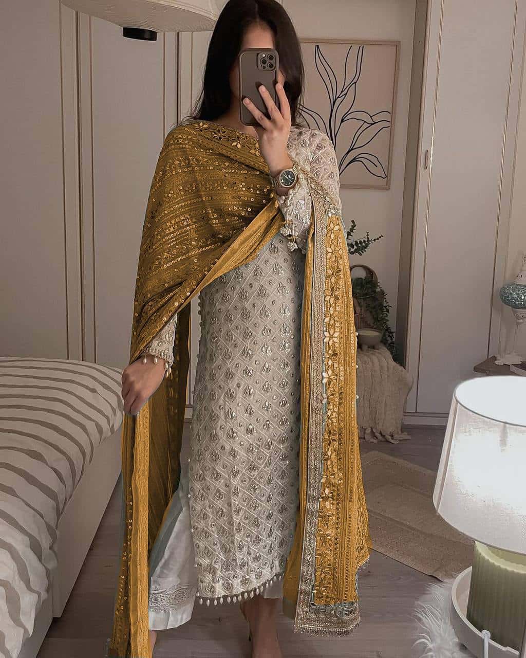 Ivory Pearls Embriodery Partywear Set