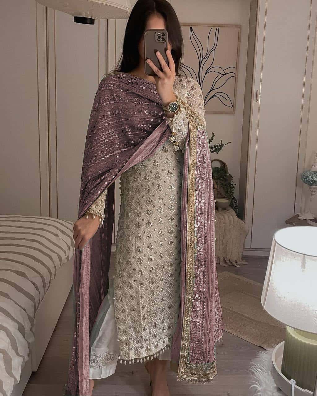 Ivory Pearls Embriodery Partywear Set
