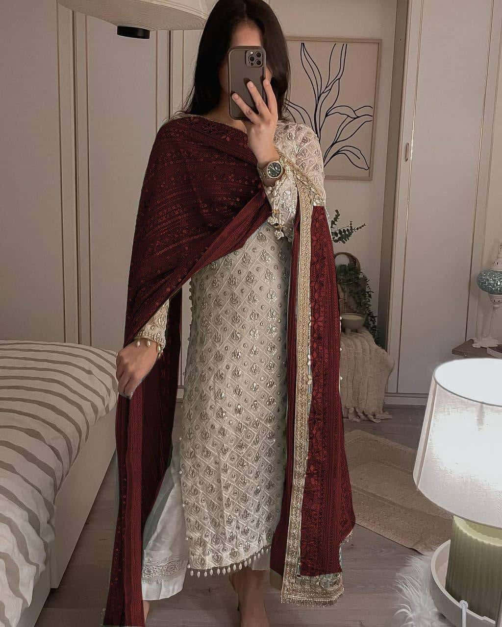 Ivory Pearls Embriodery Partywear Set