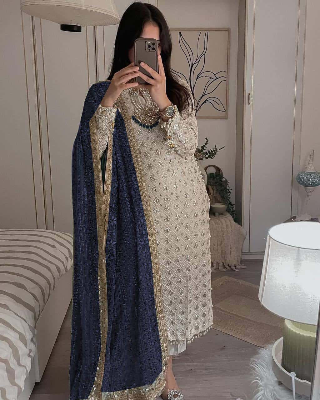 Ivory Pearls Embriodery Partywear Set