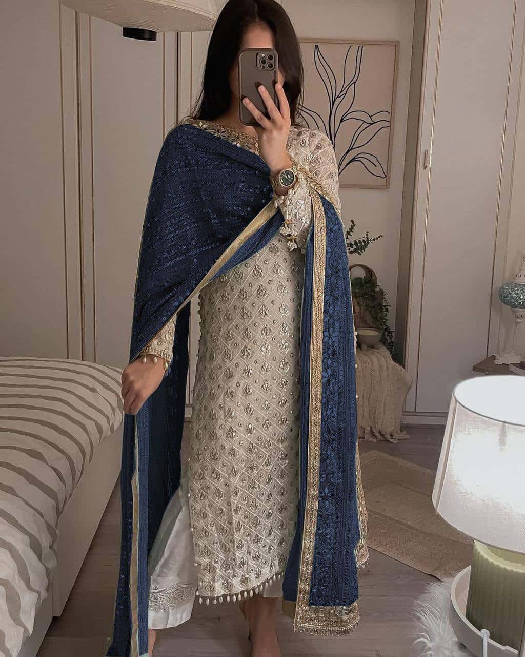 Ivory Pearls Embriodery Partywear Set
