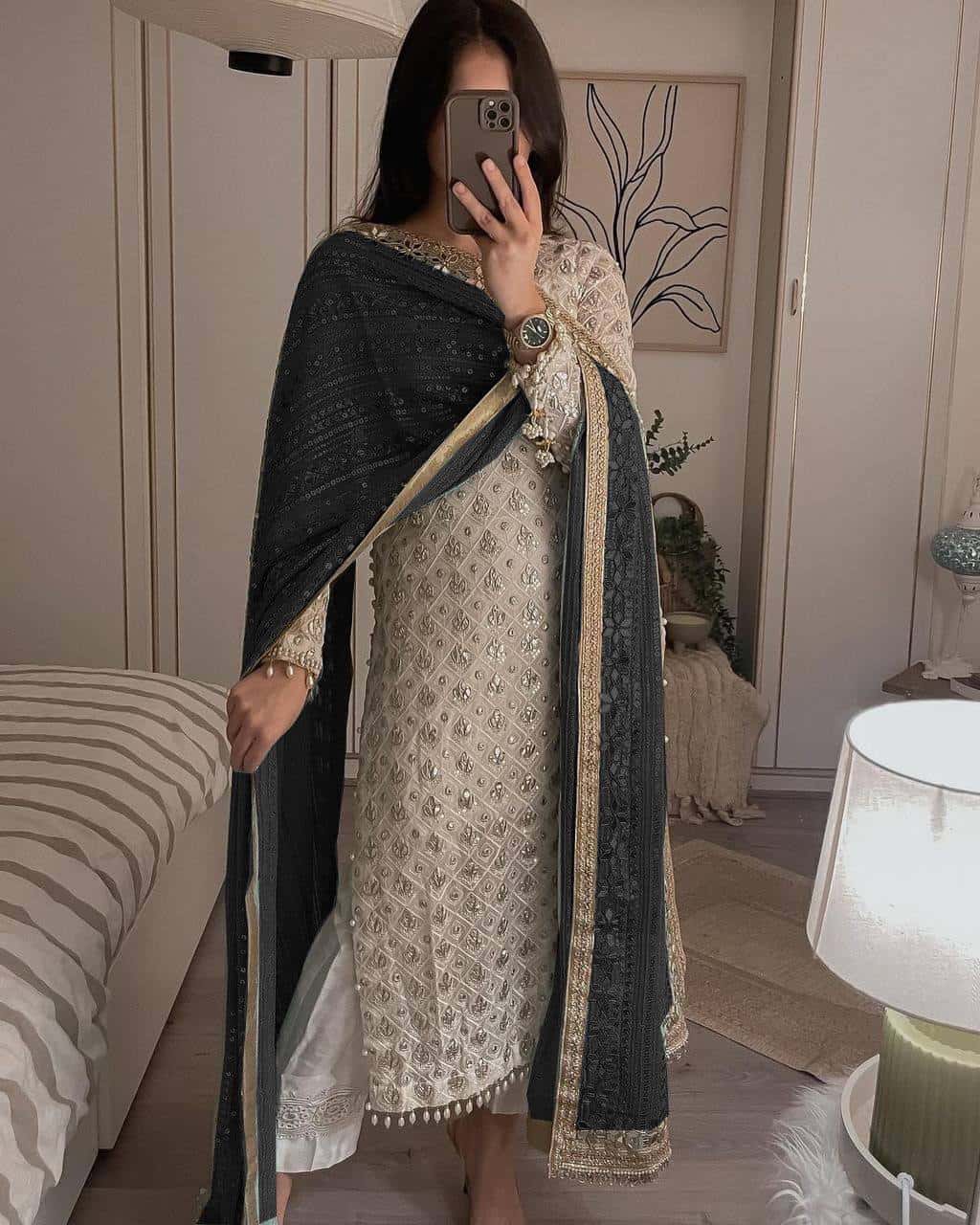 Ivory Pearls Embriodery Partywear Set