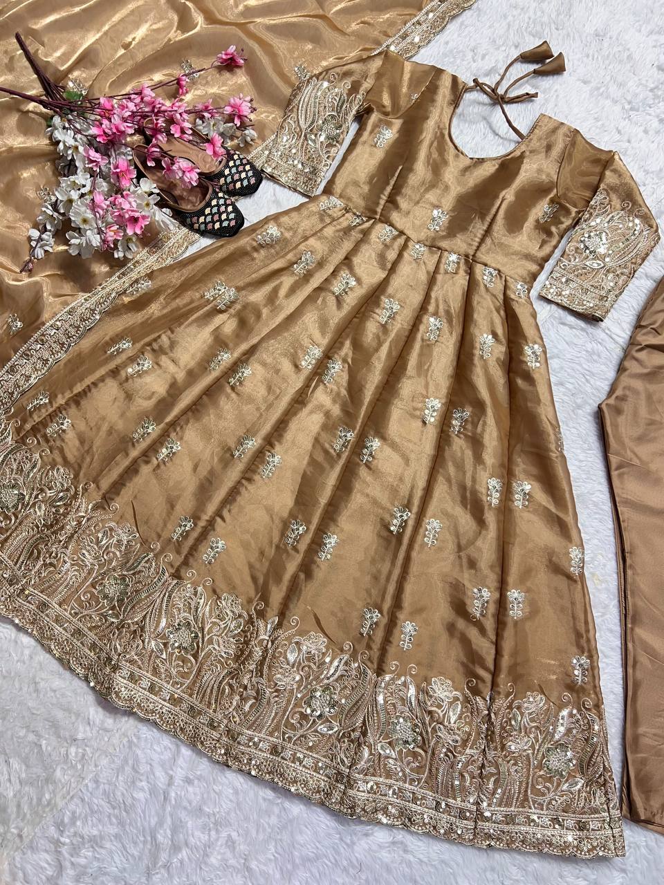 Heavy festival wear anarkali kurta set